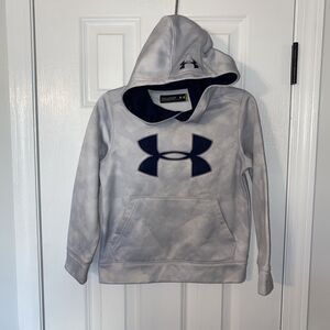Under Armour Storm Loose Camp Gray Logo Pullover Hoodie Youth Boys Size YXS